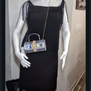 New! Ashley Stewart Black Fringe Dress $68 Retail